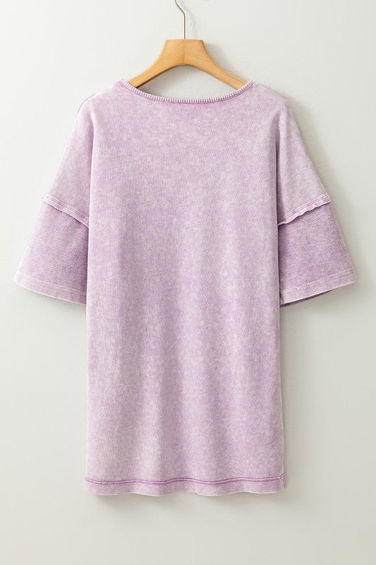 Women Exposed Seam Drop Shoulder Oversized Tee