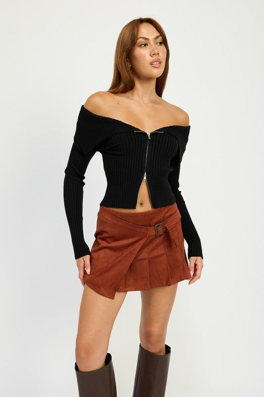 WRAPPED BUCKLE BELT MINI SKIRT