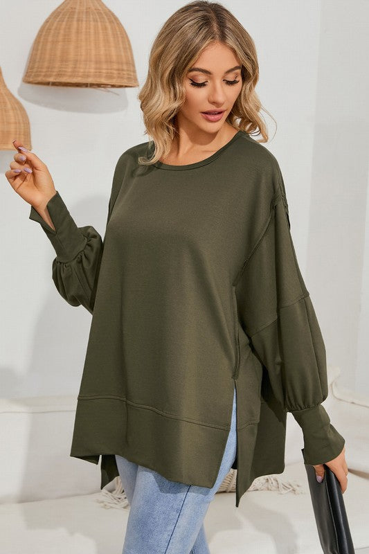 Women Patchwork Drop Shoulder Oversized Top