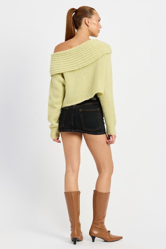 COWL NECK CROPPED SWEATER