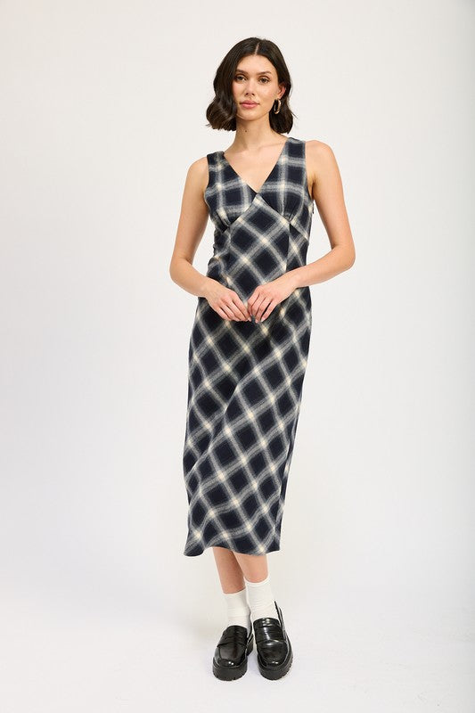 PLAID BIAS MAXI DRESS