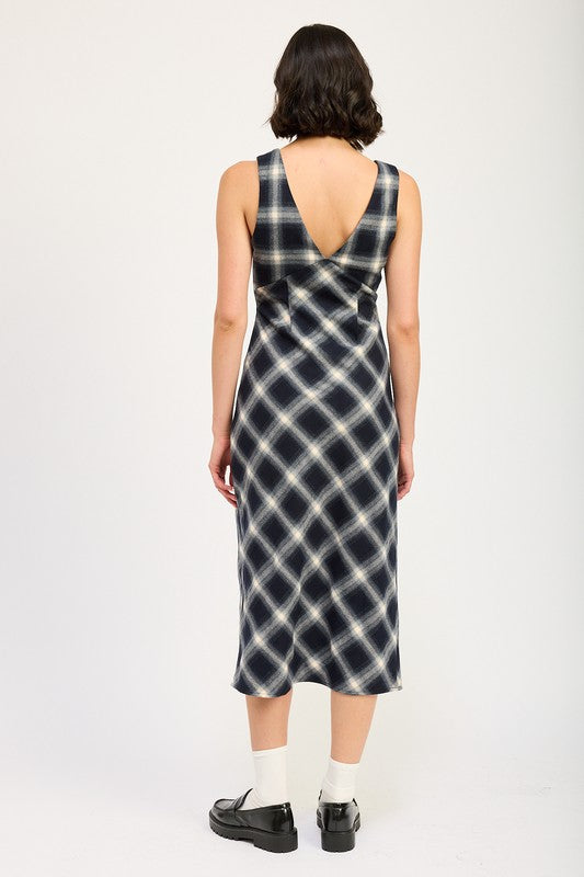 PLAID BIAS MAXI DRESS