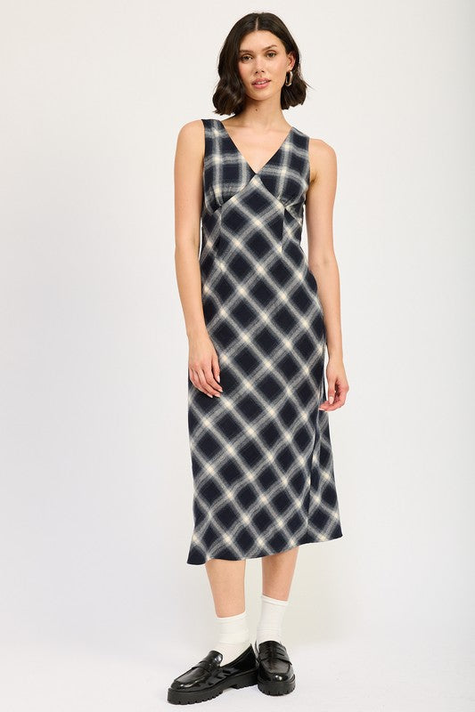 PLAID BIAS MAXI DRESS