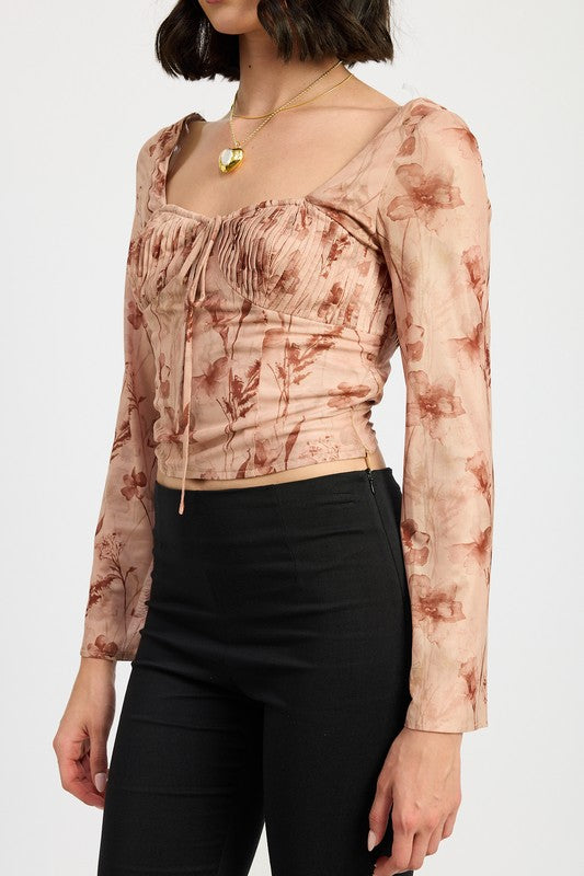 SWEETHEART SQUARE NEKC FLORAL TOP