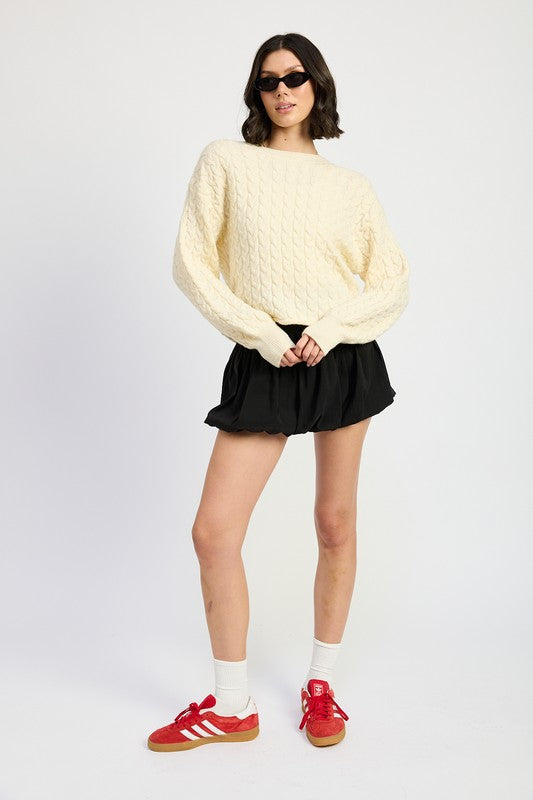 CABLE KNIT CROPPED SWEATER