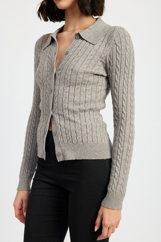 CABLE KNIT CARDIGAN TOP