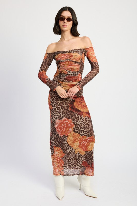 PRINTED MESH MAXI SKIRT