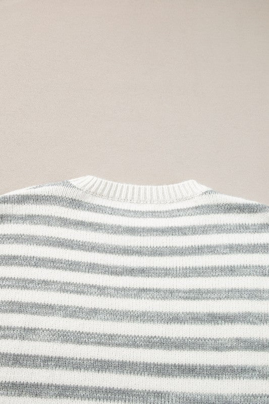 Stripe Drop Shoulder Crew Neck Sweater