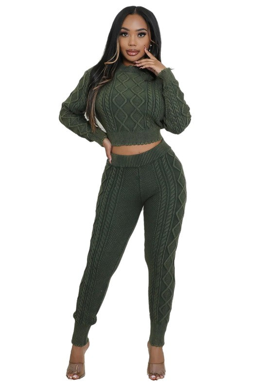 WOMEN FASHION 2PCS SWEATER PANTS SET