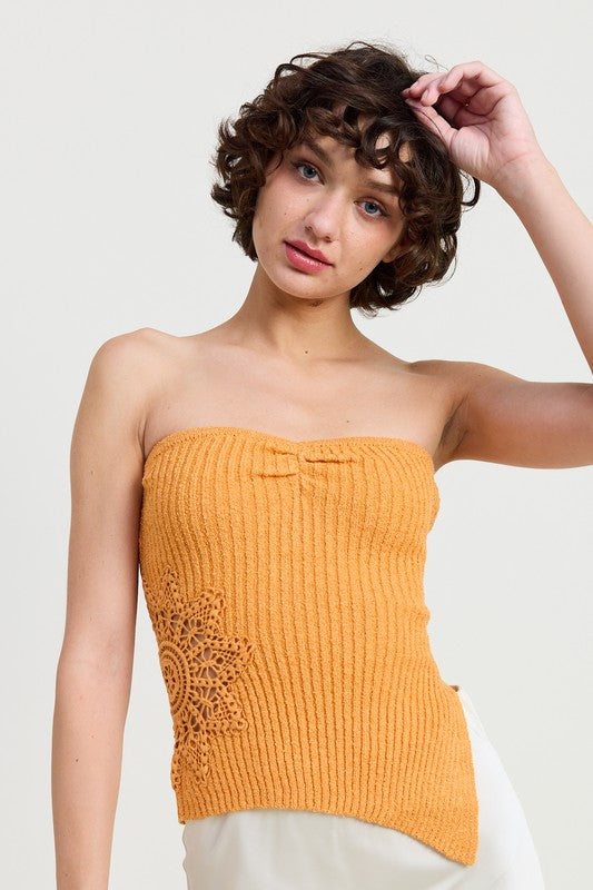 RIBBED ASYMMETRICAL HEM TUBE TOP