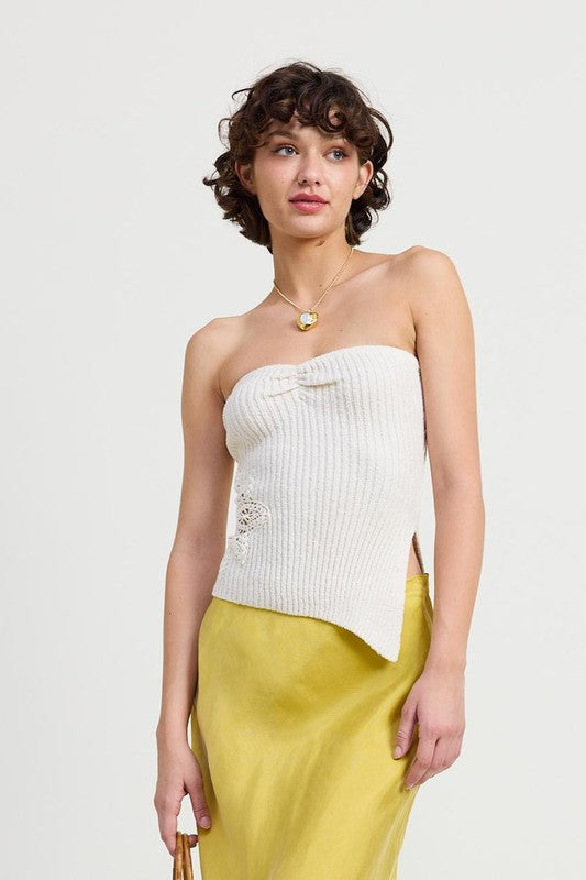 RIBBED ASYMMETRICAL HEM TUBE TOP