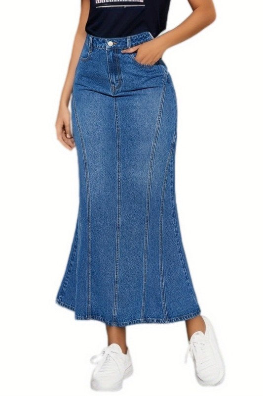 WOMEN FASHION DENIM MAXI SKIRTS