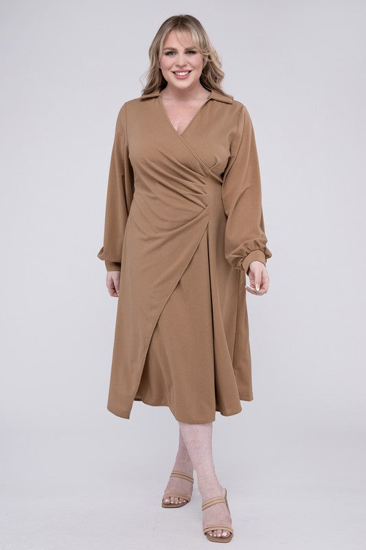 Solid Twist Front Wrap Dress