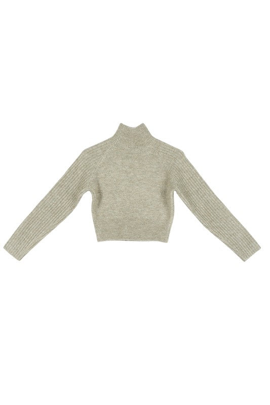 Crop mock neck sweater