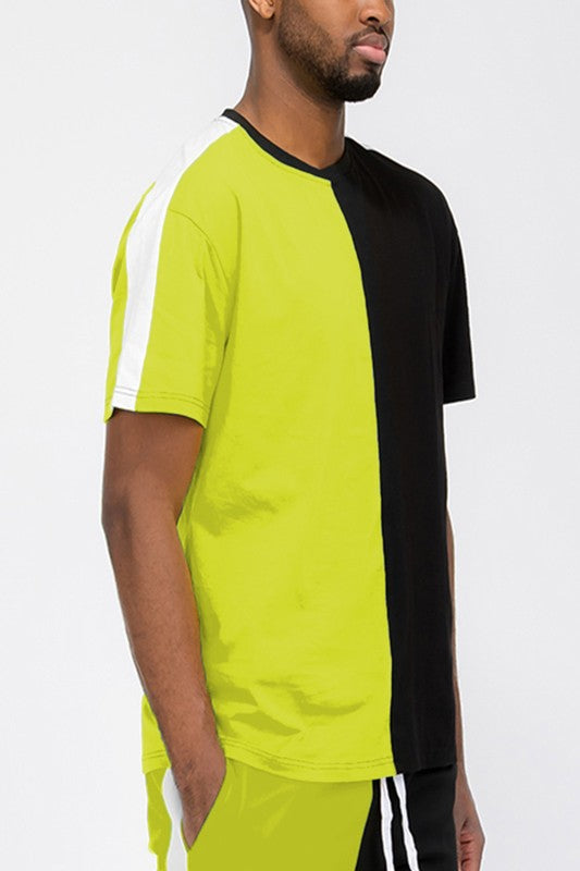 Two Tone Color Block Short Sleeve T-Shirt