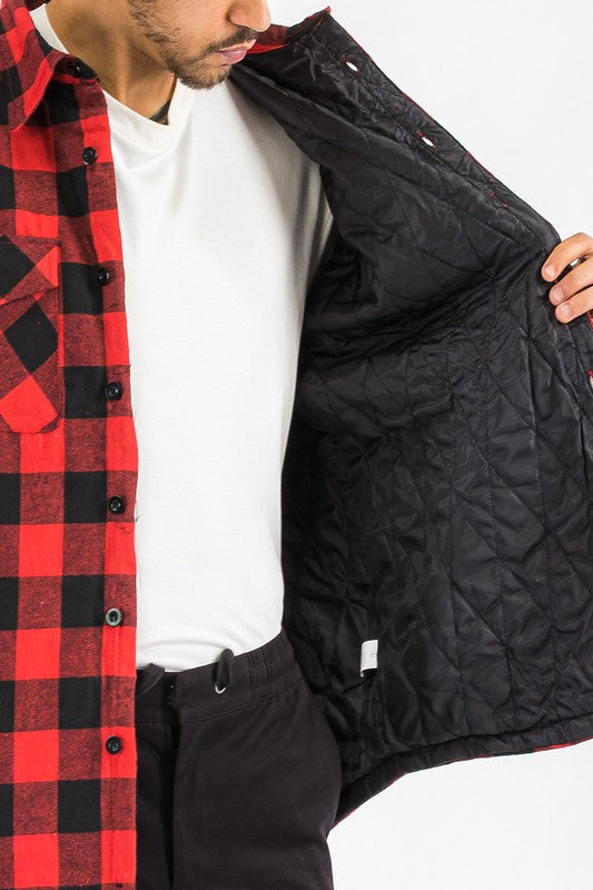 Mens Quilted Padded Flannel