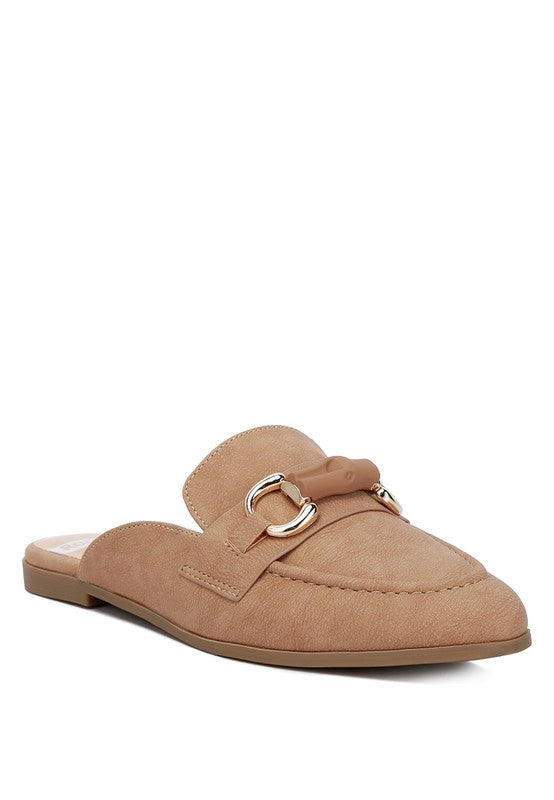 Abner Horsebit Embellished Raffia Slip On Mules