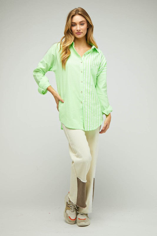 STRIPE BUTTON DOWN LONG SLEEVE SHIRT