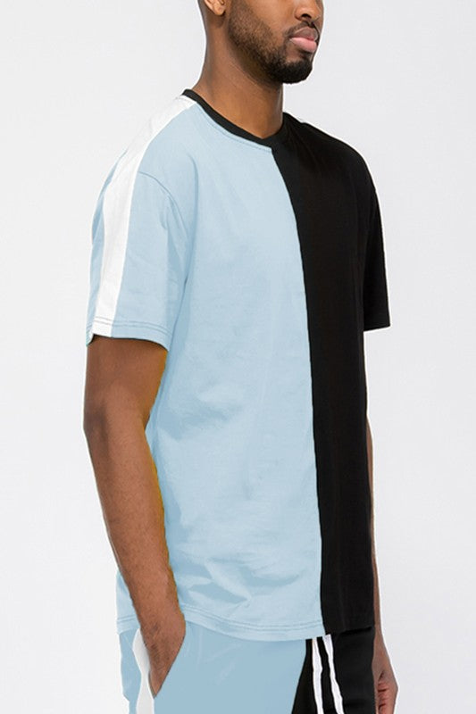 Two Tone Color Block Short Sleeve T-Shirt