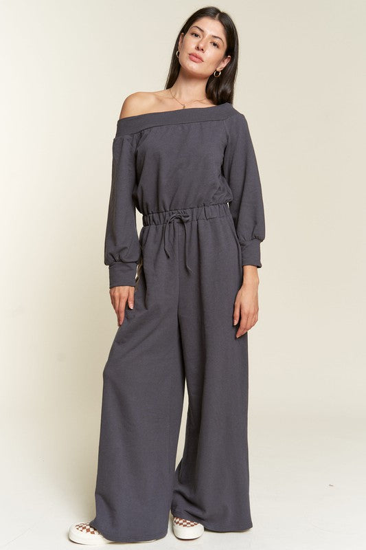 ONE SHOULDER TERRY JUMPSUIT