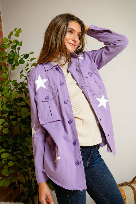 STAR PRINTED MILITARY JACKET