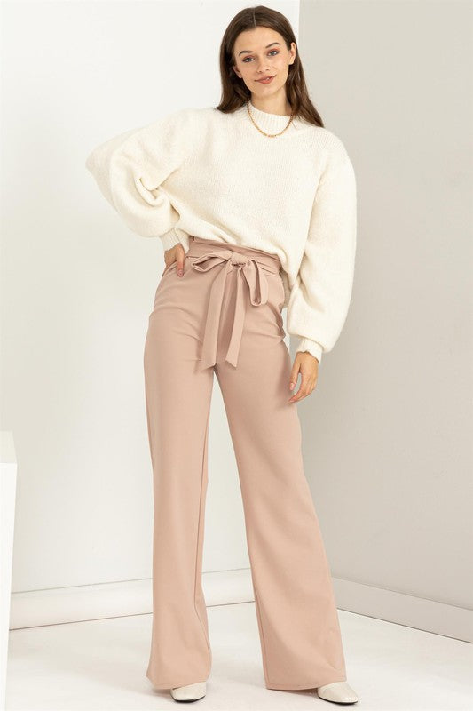 SEEKING SULTRY HIGH-WAISTED TIE-FRONT FLARED PANTS