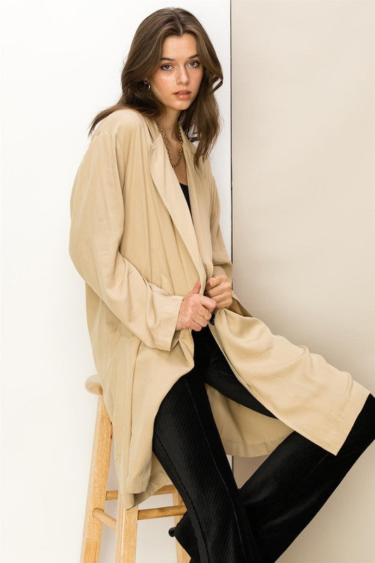 RIGHT ROUND BUTTON-FRONT OVERSIZED COAT