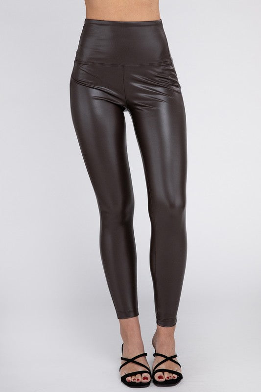 HIGH RISE FAUX LEATHER LEGGINGS