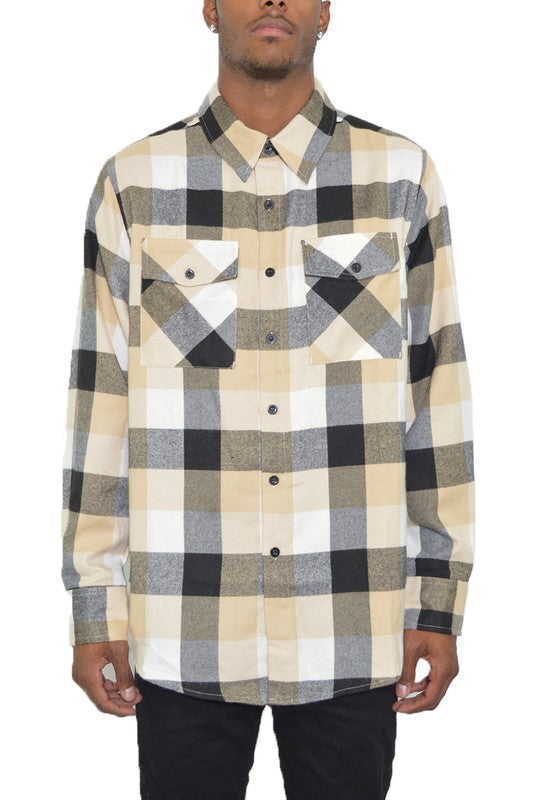 Men's Long Sleeve Checkered Flannel Shirt