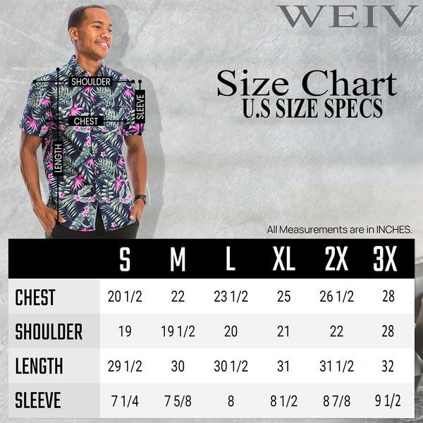 Men's Hawaiian Print Button Down Shirt