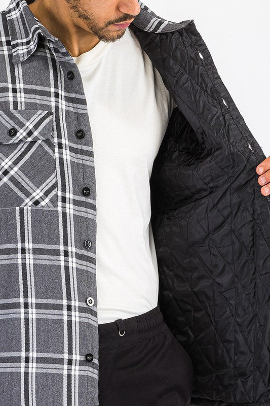 MEN'S QUILTED PADDED FLANNEL SHIRT