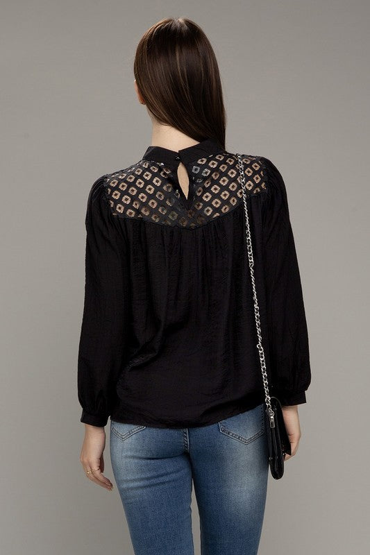 Women's Lace Yoke Blouse