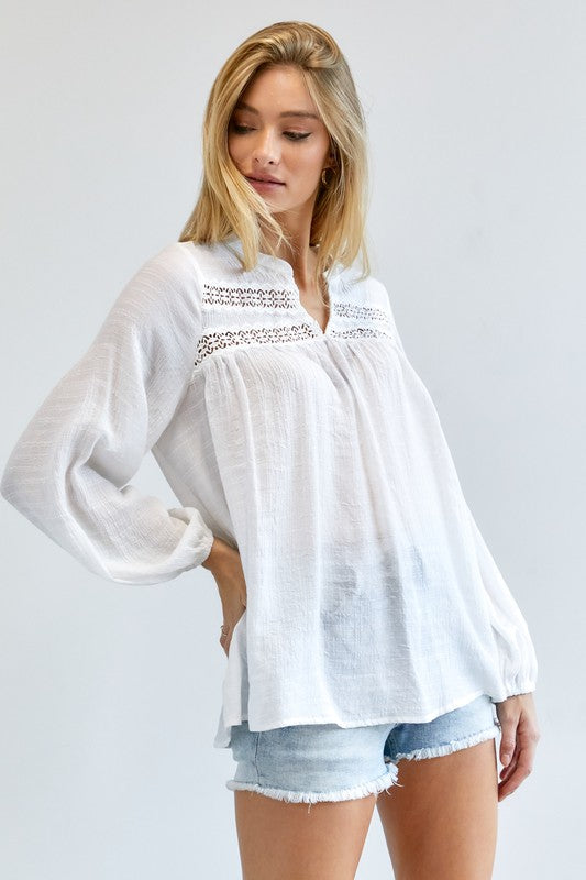 SOLID V NECK BLOUSE TOP