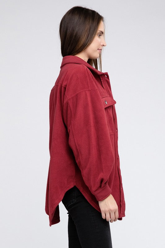 Fleece Buttoned Down Oversized Jacket