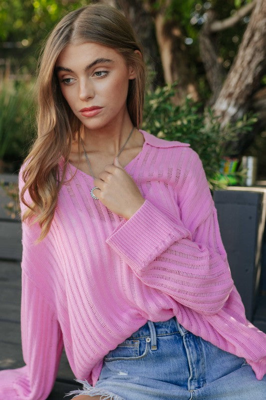 V NECK LOOSE SWEATER TOP