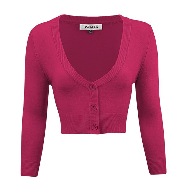 Women's Cropped Bolero 3/4 Sleeve Cardigan