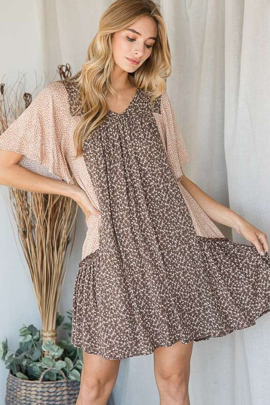 FLORAL PRINT RUFFLE DRESS