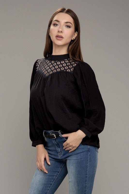 Women's Lace Yoke Blouse