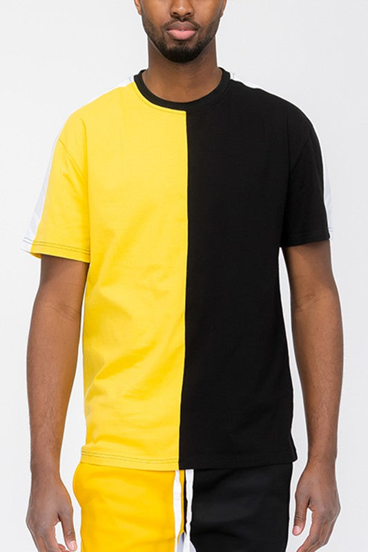 Two Tone Color Block Short Sleeve T-Shirt