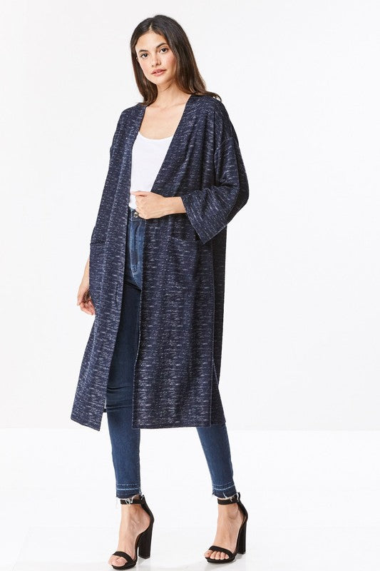 Brushed Knit Maxi Cardigan