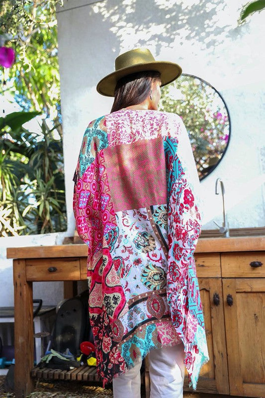 Boho Floral Patchwork Kimono