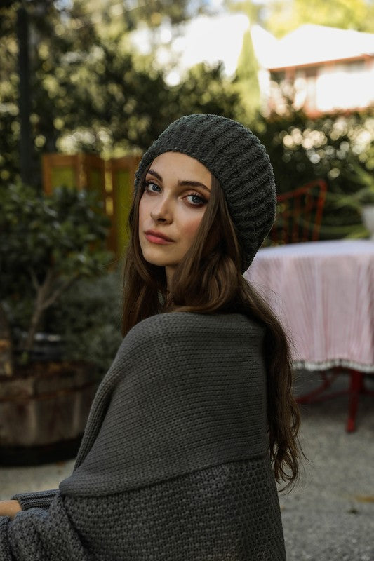 Boucle Rib Knit Beret