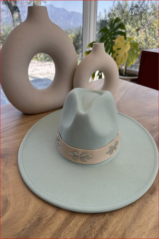 Structured wide brim Fedora with Embellishment