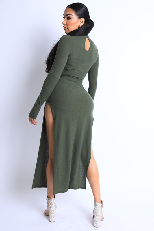 Hacci mockneck long sleeve dress