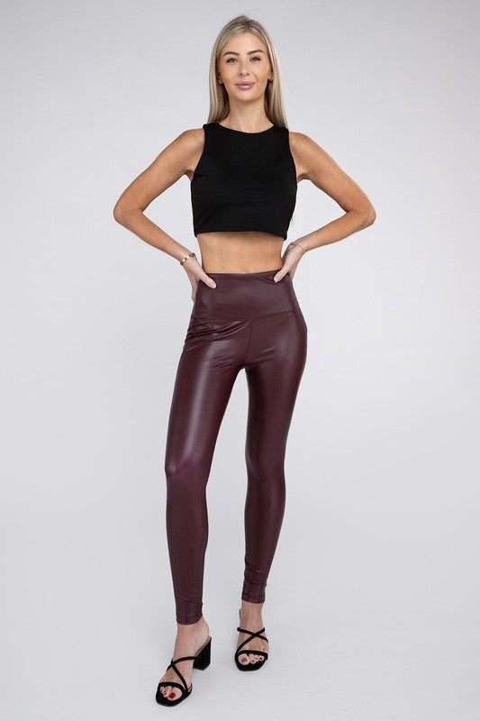 HIGH RISE FAUX LEATHER LEGGINGS