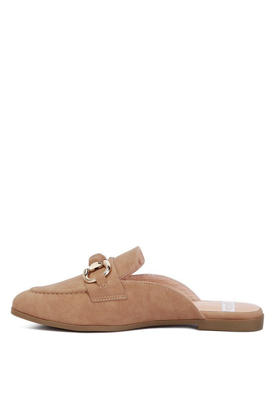 Abner Horsebit Embellished Raffia Slip On Mules