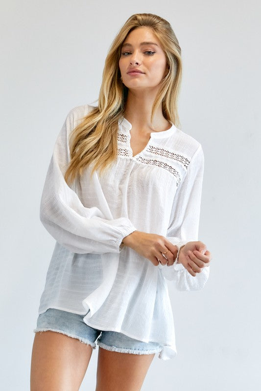 SOLID V NECK BLOUSE TOP