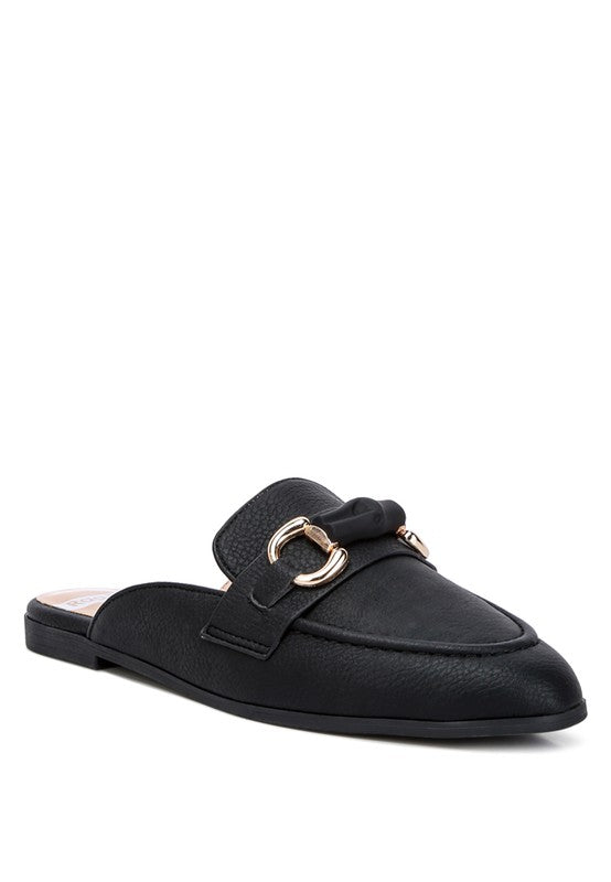 Abner Horsebit Embellished Raffia Slip On Mules