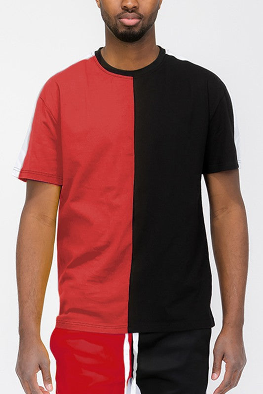 Two Tone Color Block Short Sleeve T-Shirt