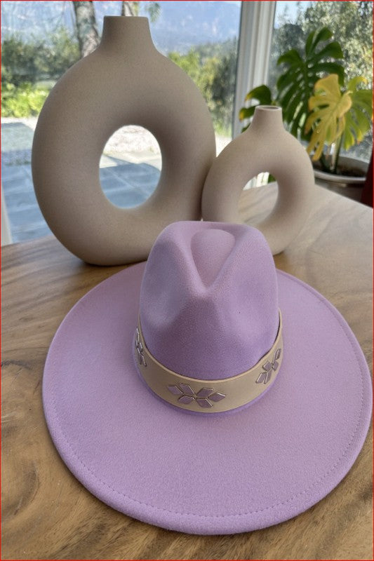 Structured wide brim Fedora with Embellishment